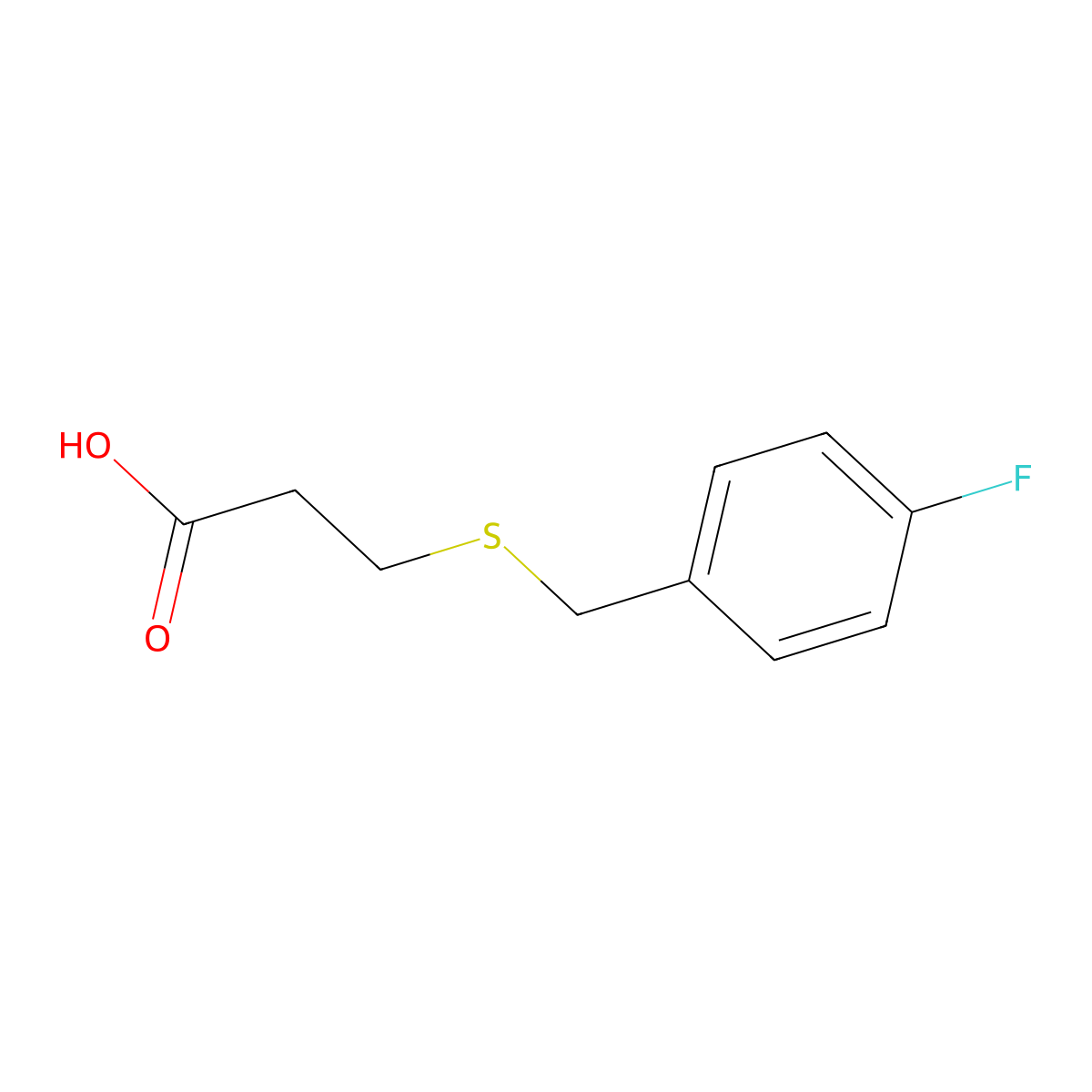 3-[(4-Fluorobenzyl)thio]propanoic acid molecular structure, CAS 23912-15-4