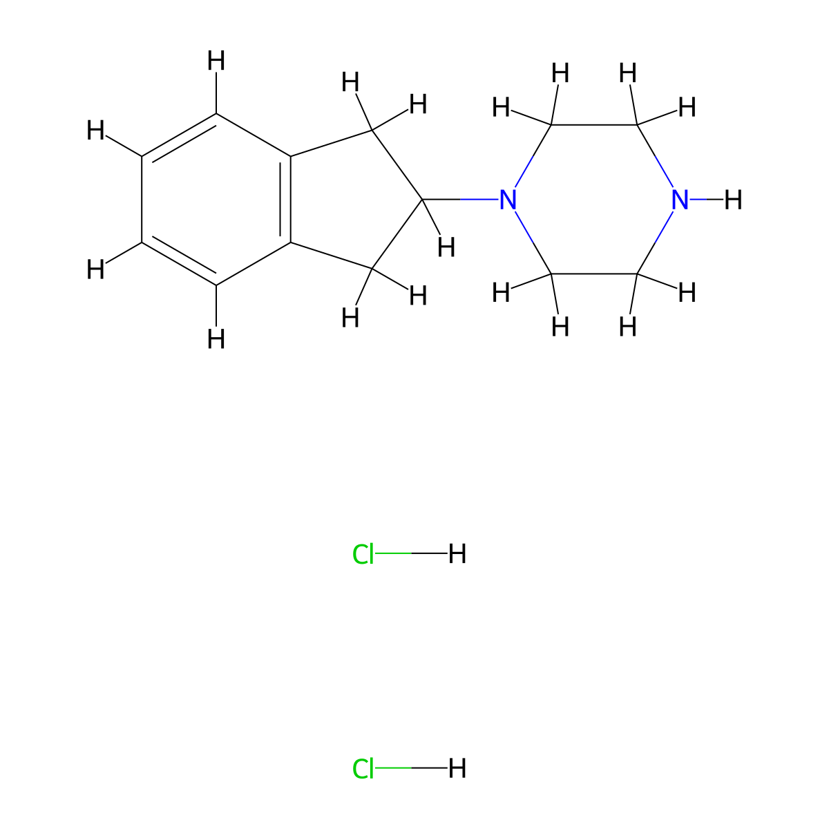 1-(2,3-Dihydro-1H-inden-2-yl)piperazine--hydrogen chloride (1/2) molecular structure, CAS 23912-70-1