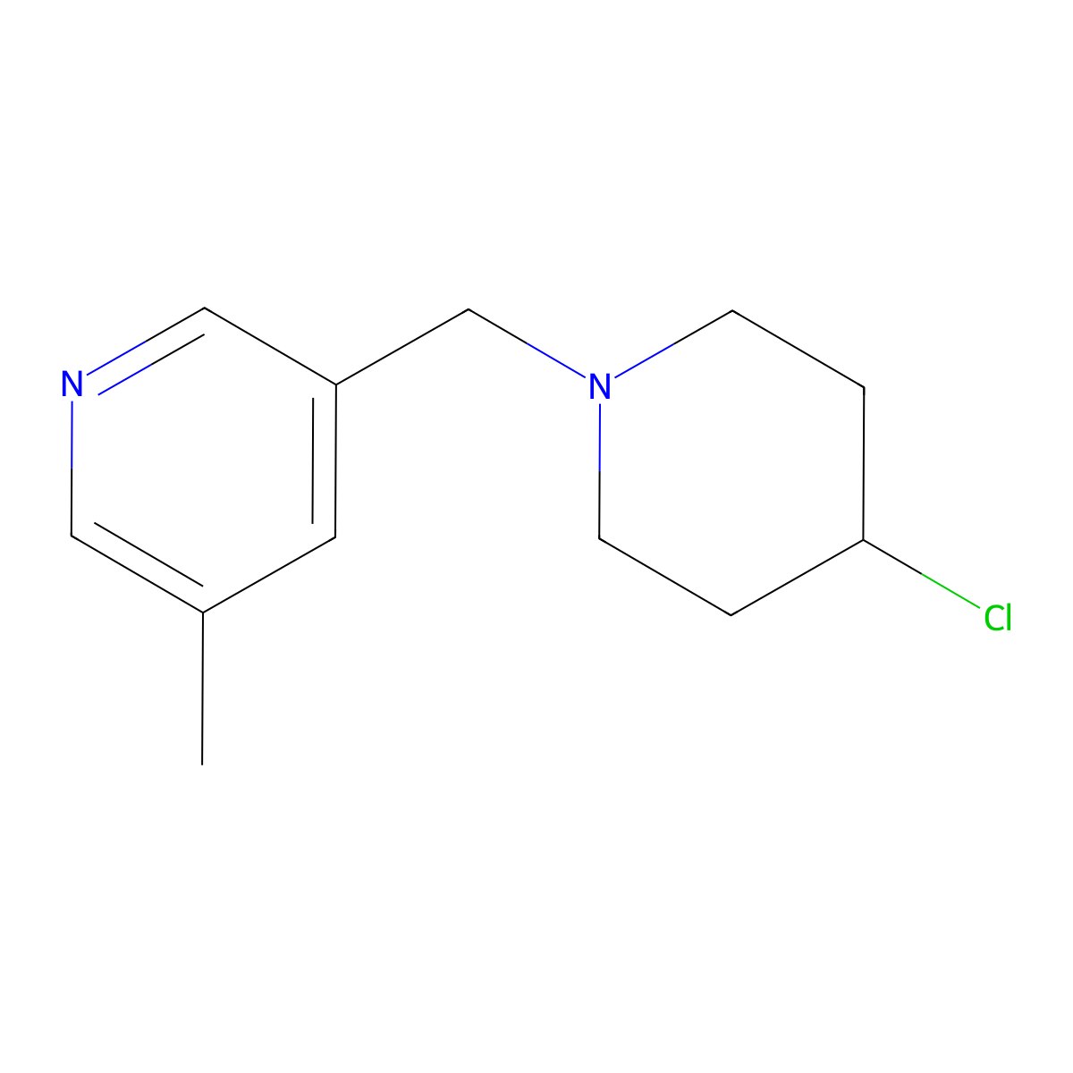 3-((4-Chloropiperidin-1-yl)methyl)-5-methylpyridine molecular structure, CAS 239136-47-1