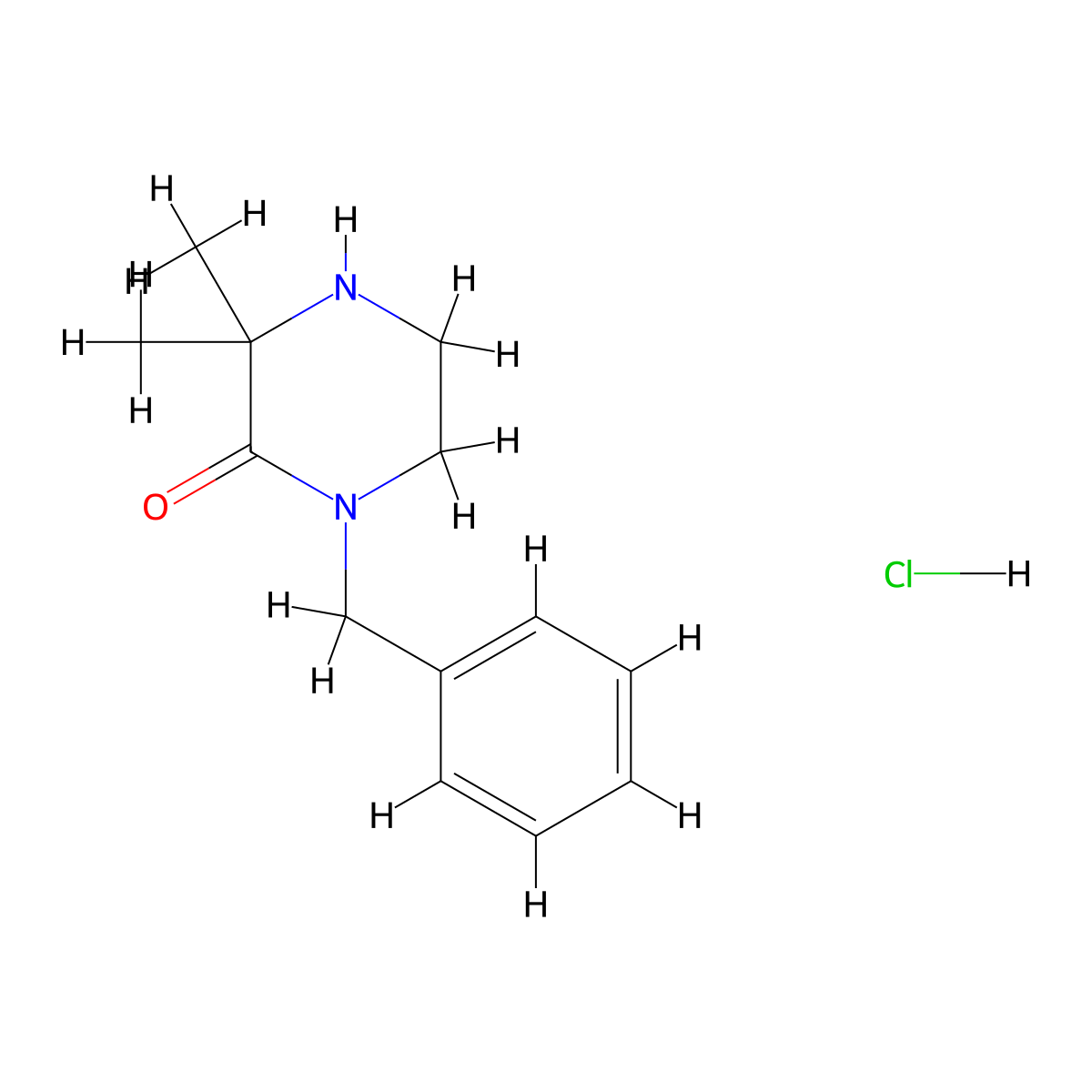 1-Benzyl-3,3-dimethylpiperazin-2-one hydrochloride molecular structure, CAS 23914-09-2
