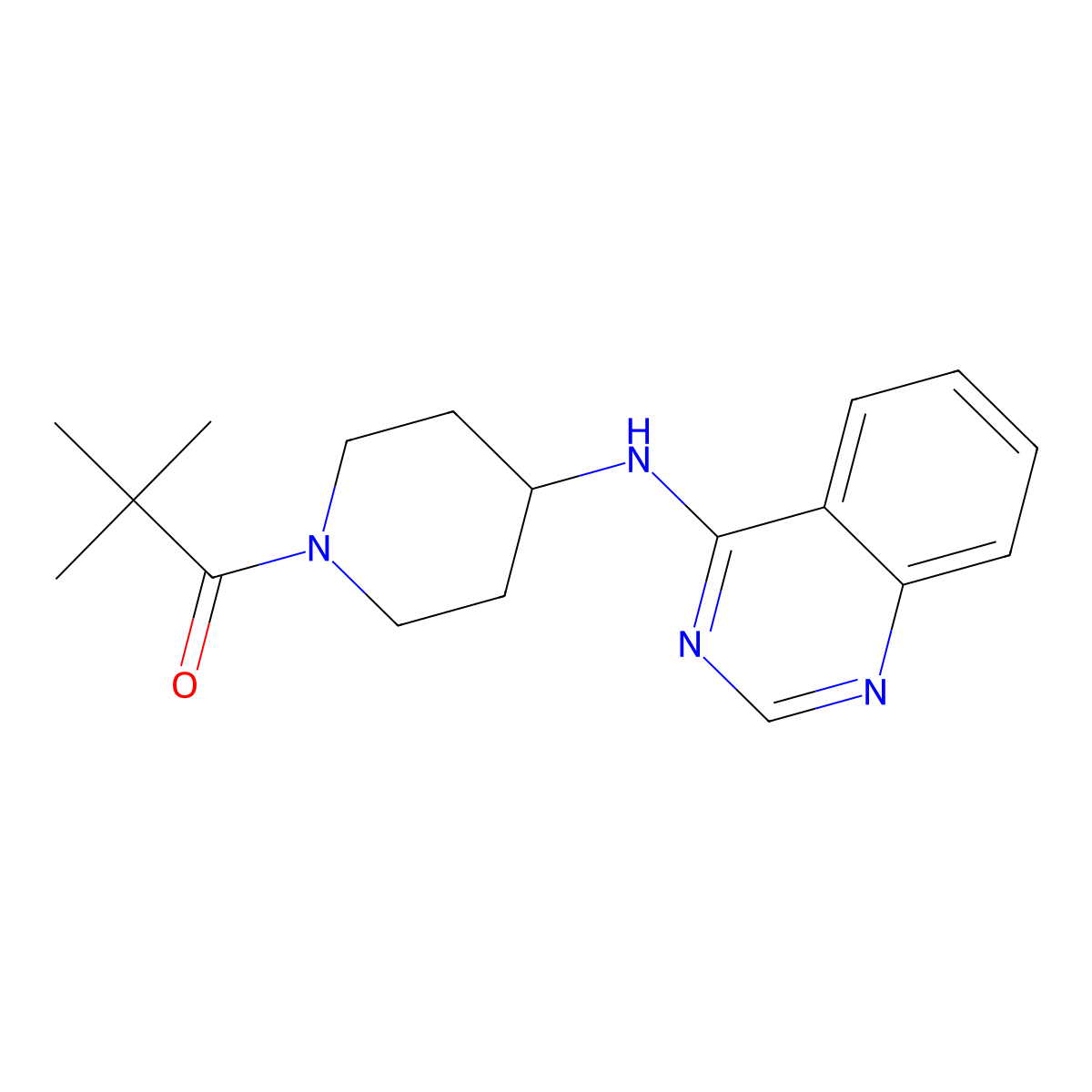 2,2-Dimethyl-1-{4-[(quinazolin-4-yl)amino]piperidin-1-yl}propan-1-one molecular structure, CAS 2391408-27-6