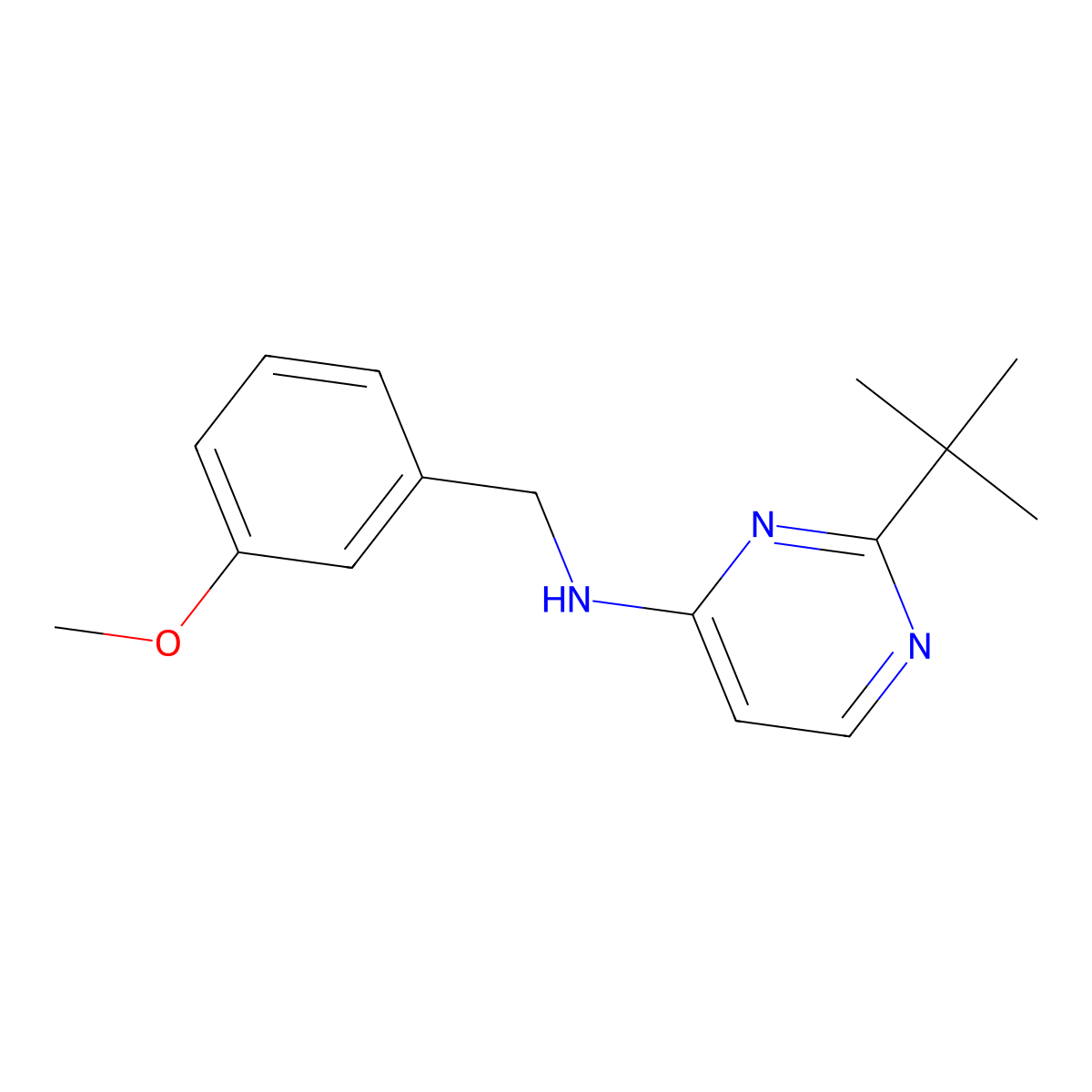 2-tert-butyl-N-[(3-methoxyphenyl)methyl]pyrimidin-4-amine molecular structure, CAS 2391418-58-7