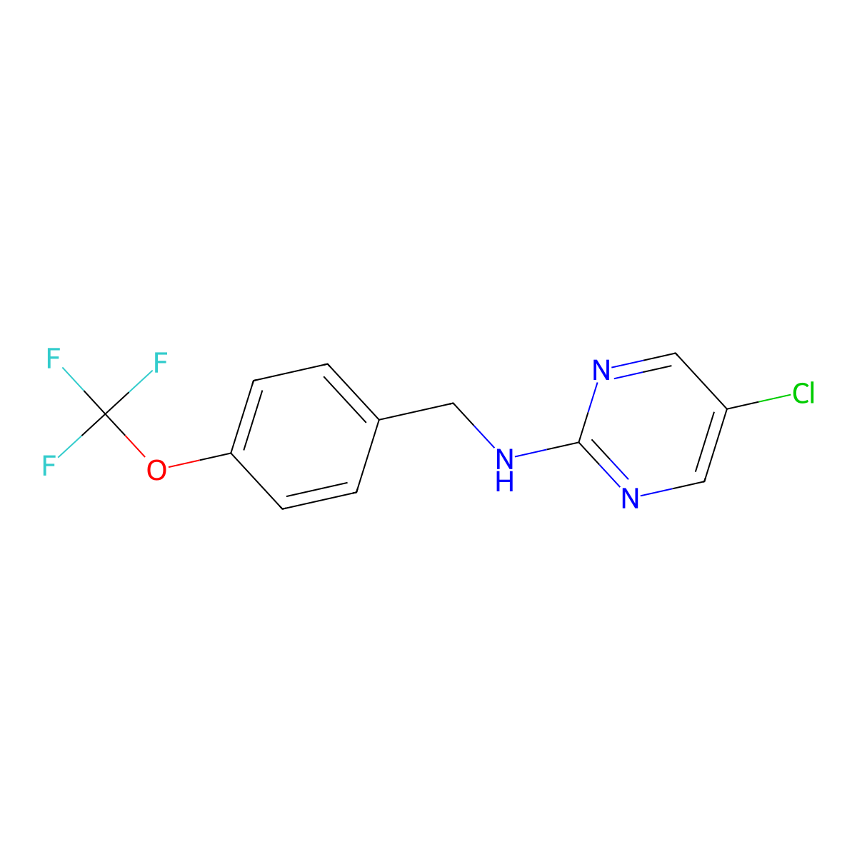 5-chloro-N-{[4-(trifluoromethoxy)phenyl]methyl}pyrimidin-2-amine molecular structure, CAS 2391419-75-1