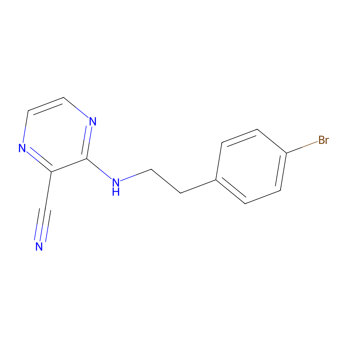3-{[2-(4-Bromophenyl)ethyl]amino}pyrazine-2-carbonitrile molecular structure, CAS 2391438-94-9