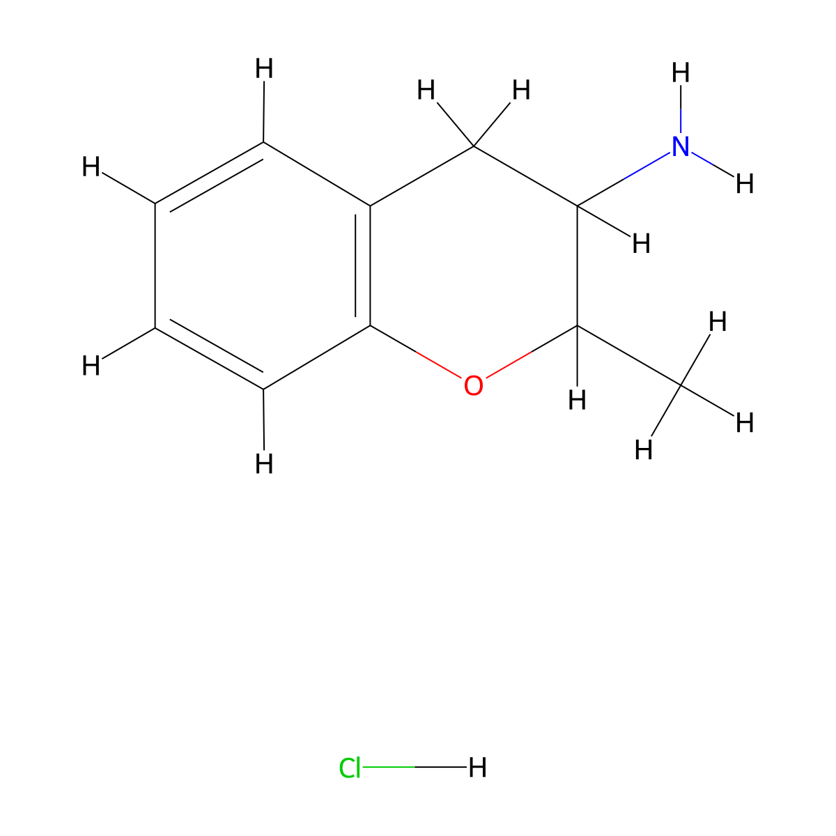 2-methyl-3,4-dihydro-2H-1-benzopyran-3-amine hydrochloride molecular structure, CAS 23915-76-6