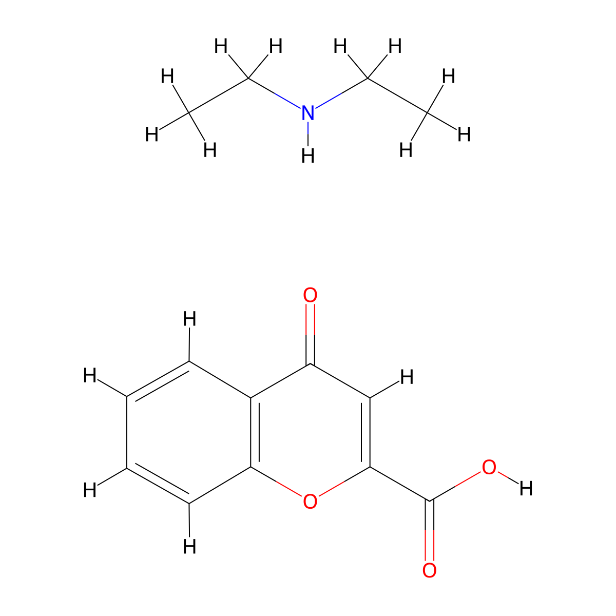4H-1-Benzopyran-2-carboxylic acid, 4-oxo-, compd. with N-ethylethanamine (1:1) molecular structure, CAS 23915-80-2