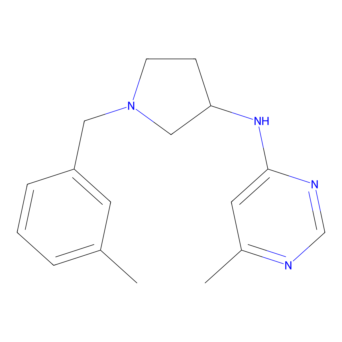 6-methyl-N-{1-[(3-methylphenyl)methyl]pyrrolidin-3-yl}pyrimidin-4-amine molecular structure, CAS 2391557-40-5