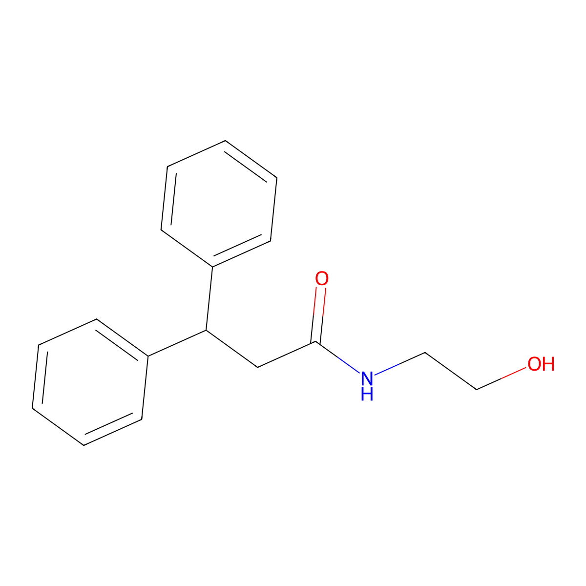 N-(2-hydroxyethyl)-3,3-diphenylpropanamide molecular structure, CAS 23917-33-1