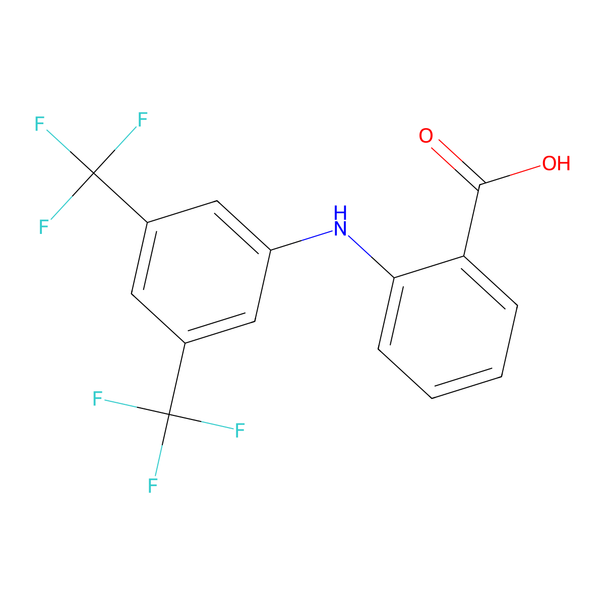 N-(3,5-Bis(trifluoromethyl)phenyl)anthranilic acid molecular structure, CAS 23917-95-5