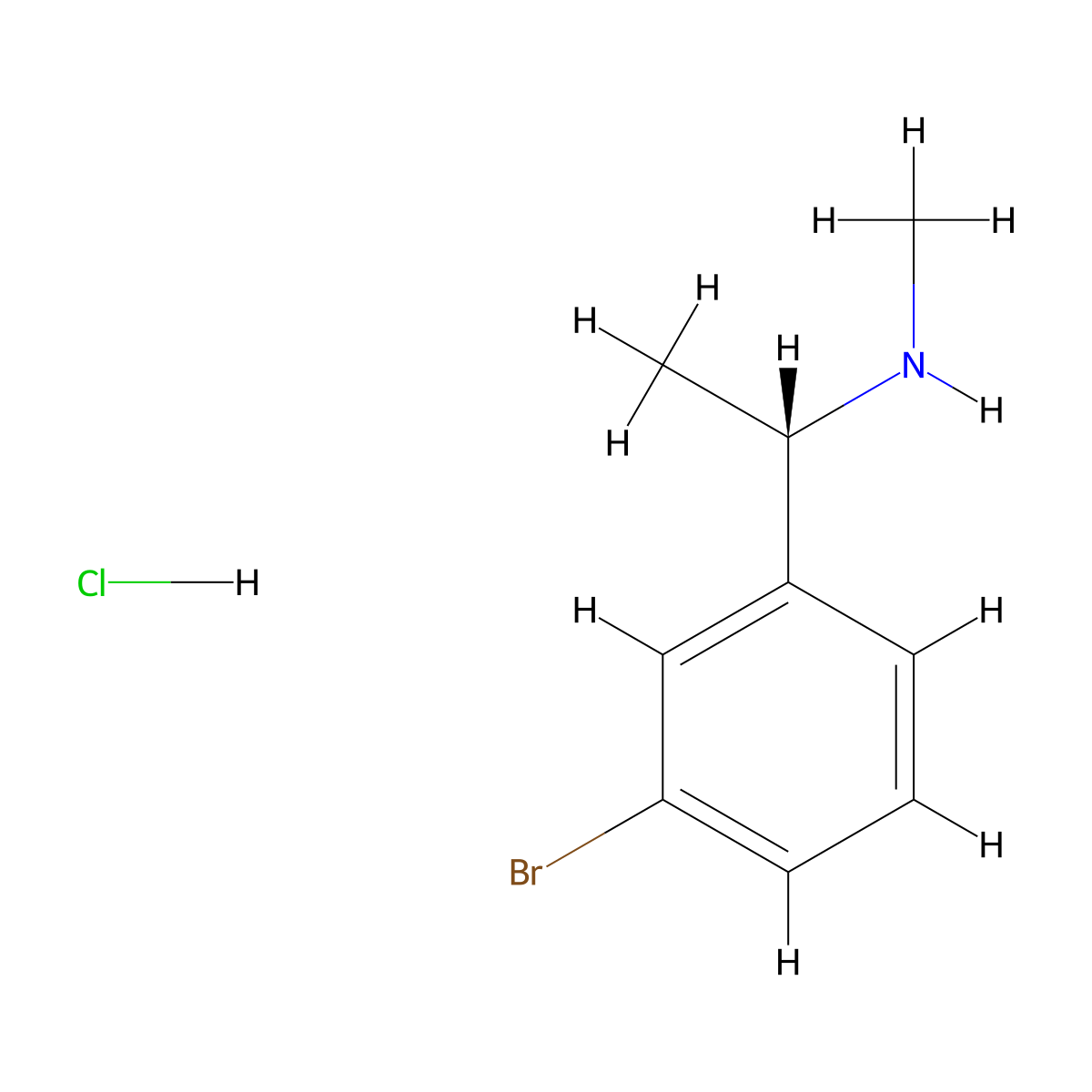 (1S)-1-(3-Bromophenyl)-N-methylethanamine hydrochloride molecular structure, CAS 2391975-25-8