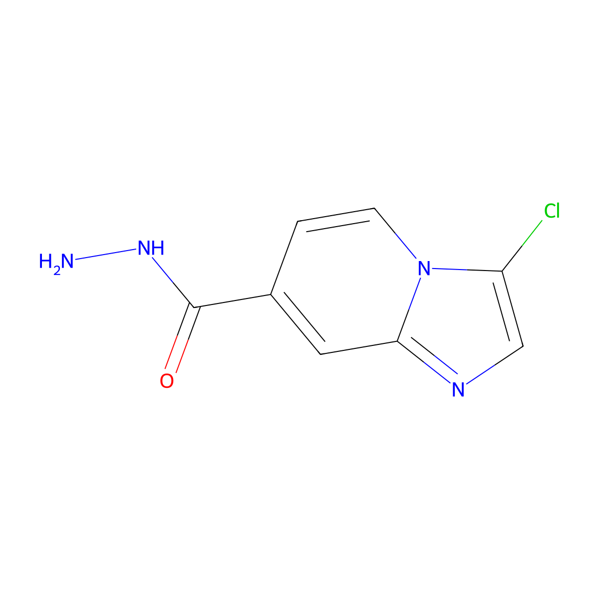 3-Chloroimidazo[1,2-a]pyridine-7-carbohydrazide molecular structure, CAS 2391987-06-5