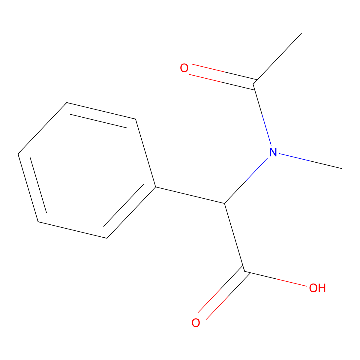 alpha-(Acetylmethylamino)-benzeneacetic acid molecular structure, CAS 2392-54-3