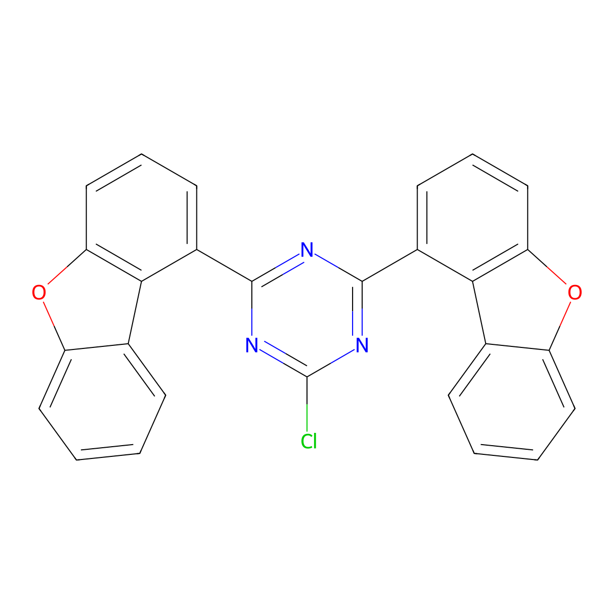 2-Chloro-4,6-bis(1-dibenzofuranyl)-1,3,5-triazine molecular structure, CAS 2392930-05-9