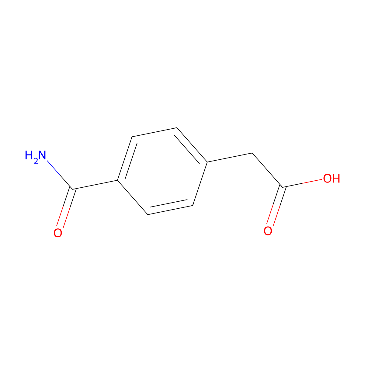 4-(Aminocarbonyl)benzeneacetic acid molecular structure, CAS 2393-28-4