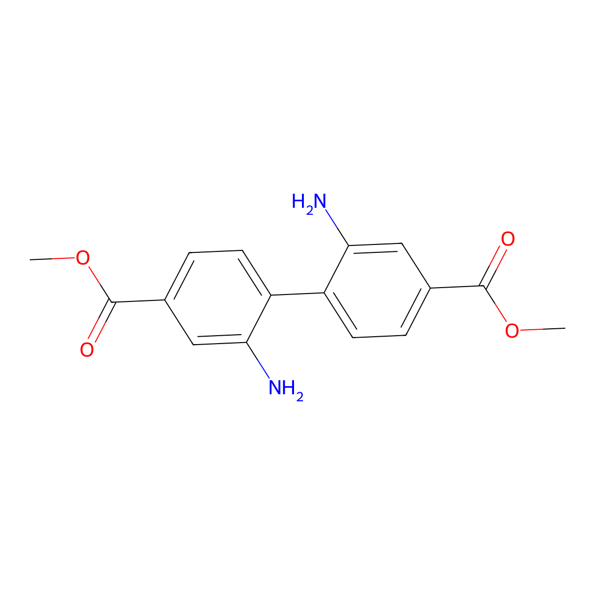 Dimethyl 2,2'-diaminobiphenyl-4,4'-dicarboxylate molecular structure, CAS 23933-57-5