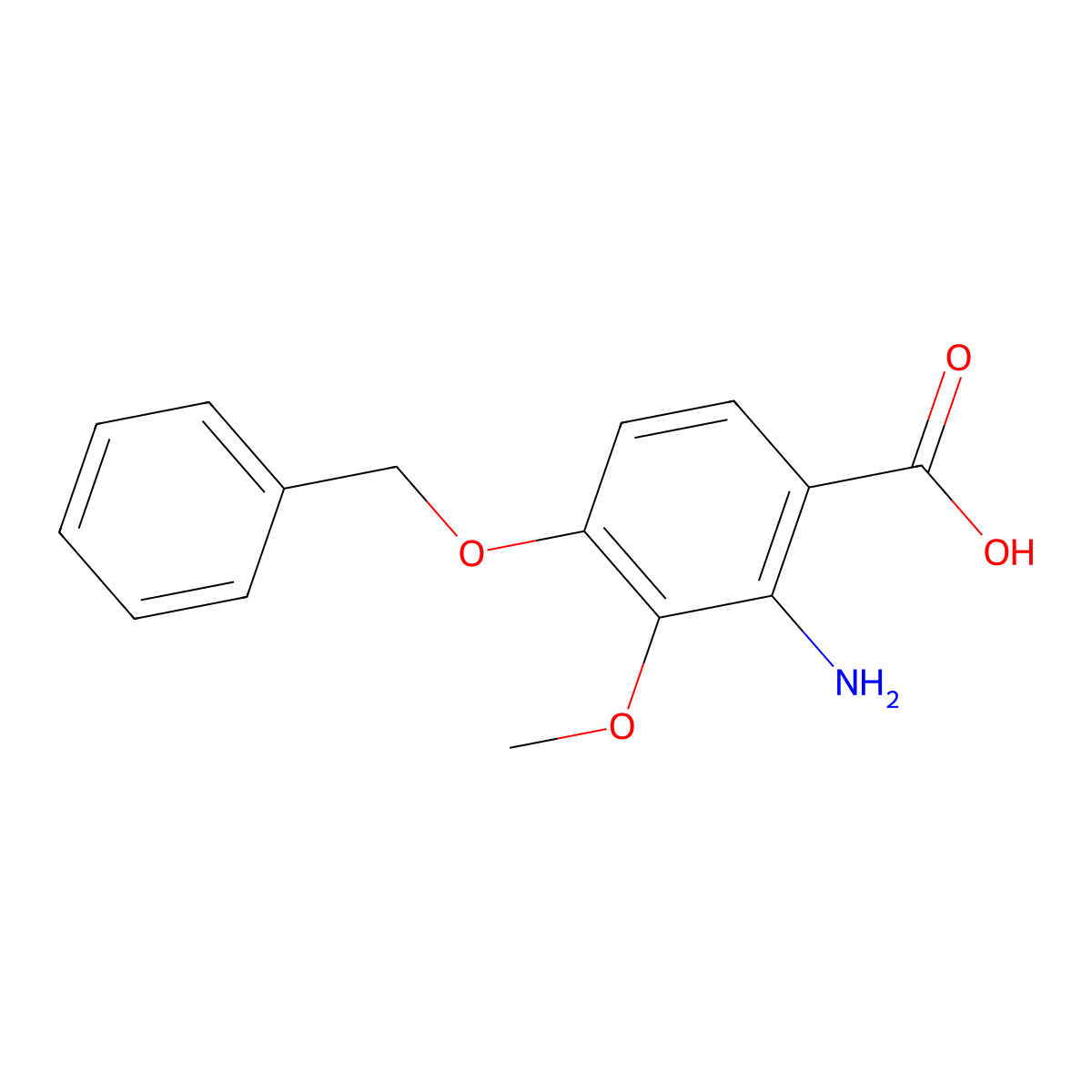 2-Amino-4-(benzyloxy)-3-methoxybenzoic acid molecular structure, CAS 23938-73-0