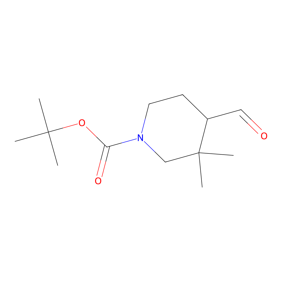 Tert-butyl 4-formyl-3,3-dimethylpiperidine-1-carboxylate molecular structure, CAS 2393850-16-1