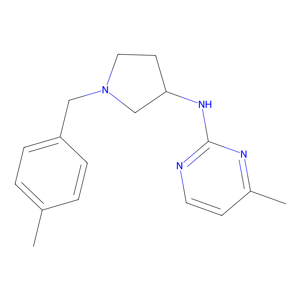 4-methyl-N-{1-[(4-methylphenyl)methyl]pyrrolidin-3-yl}pyrimidin-2-amine molecular structure, CAS 2393938-68-4