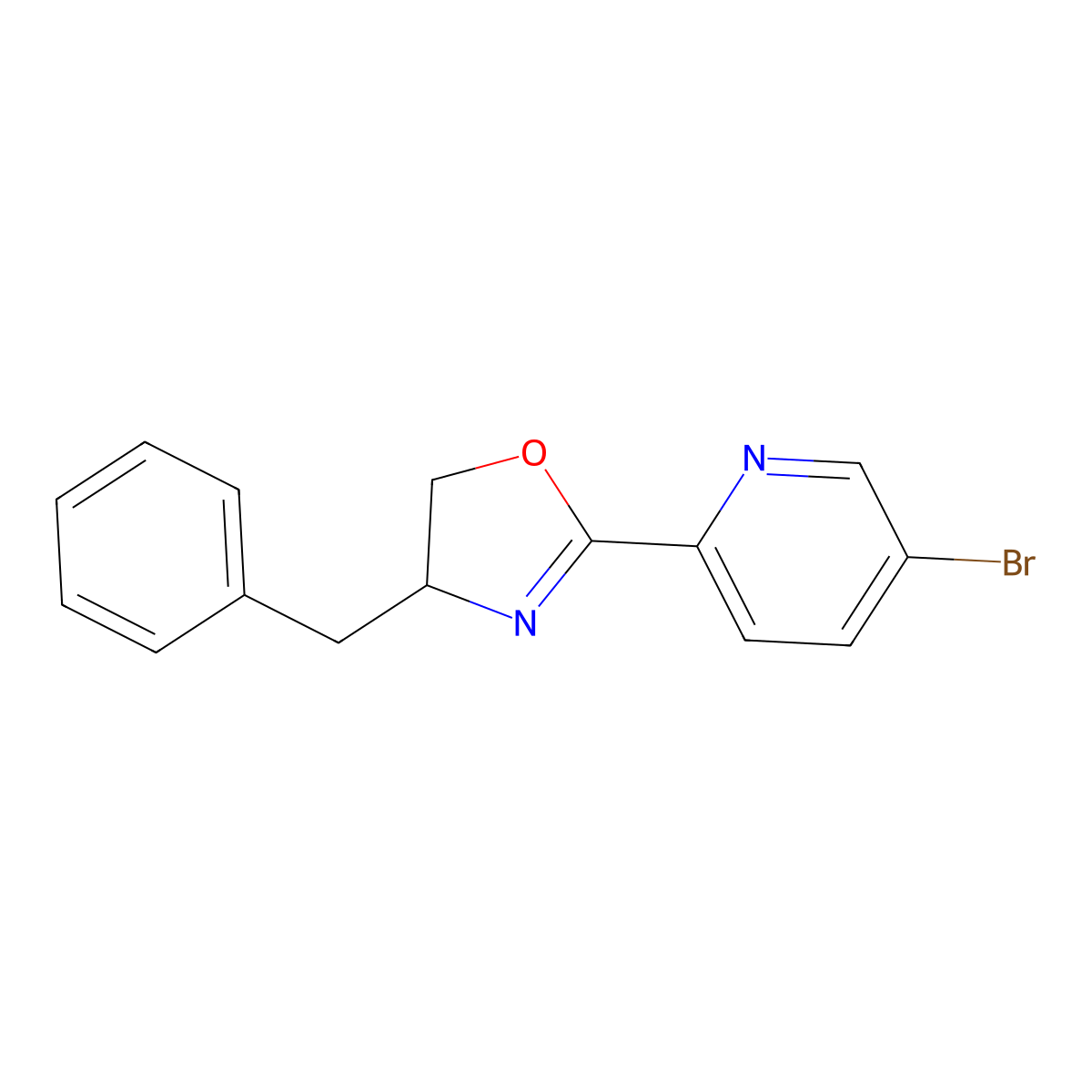 4-Benzyl-2-(5-bromopyridin-2-yl)-4,5-dihydrooxazole molecular structure, CAS 2393960-69-3