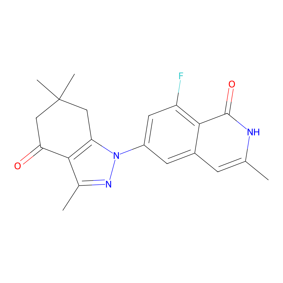 8-fluoro-3-methyl-6-(3,6,6-trimethyl-4-oxo-5,7-dihydroindazol-1-yl)-2H-isoquinolin-1-one molecular structure, CAS 2393980-57-7