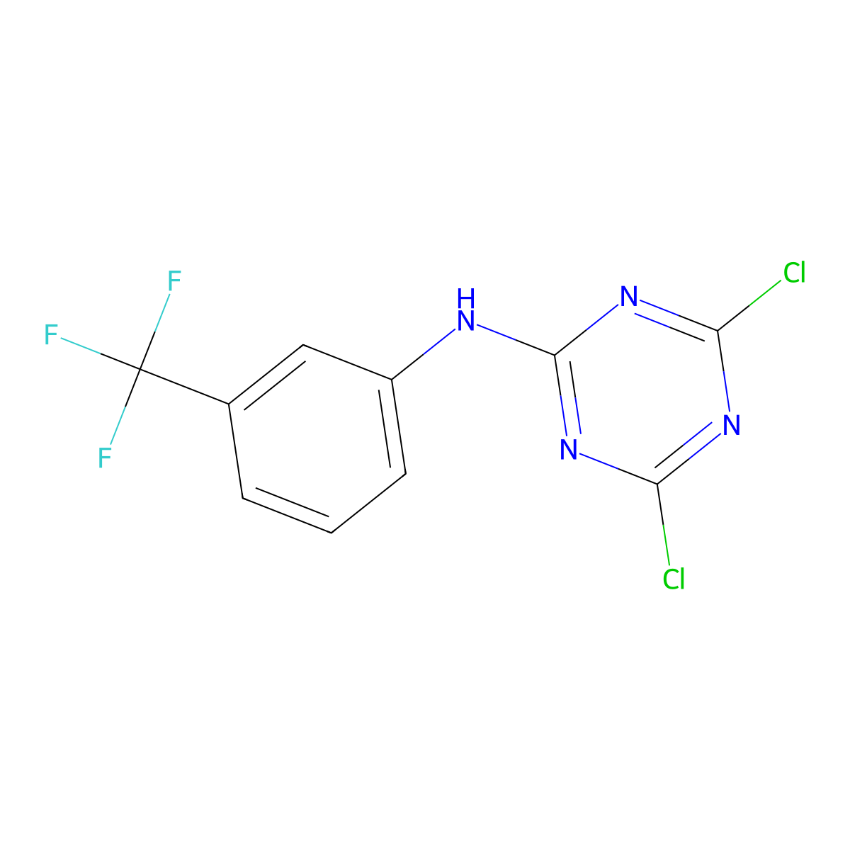 4,6-dichloro-N-(3-(trifluoromethyl)phenyl)-1,3,5-triazin-2-amine molecular structure, CAS 2394-87-8