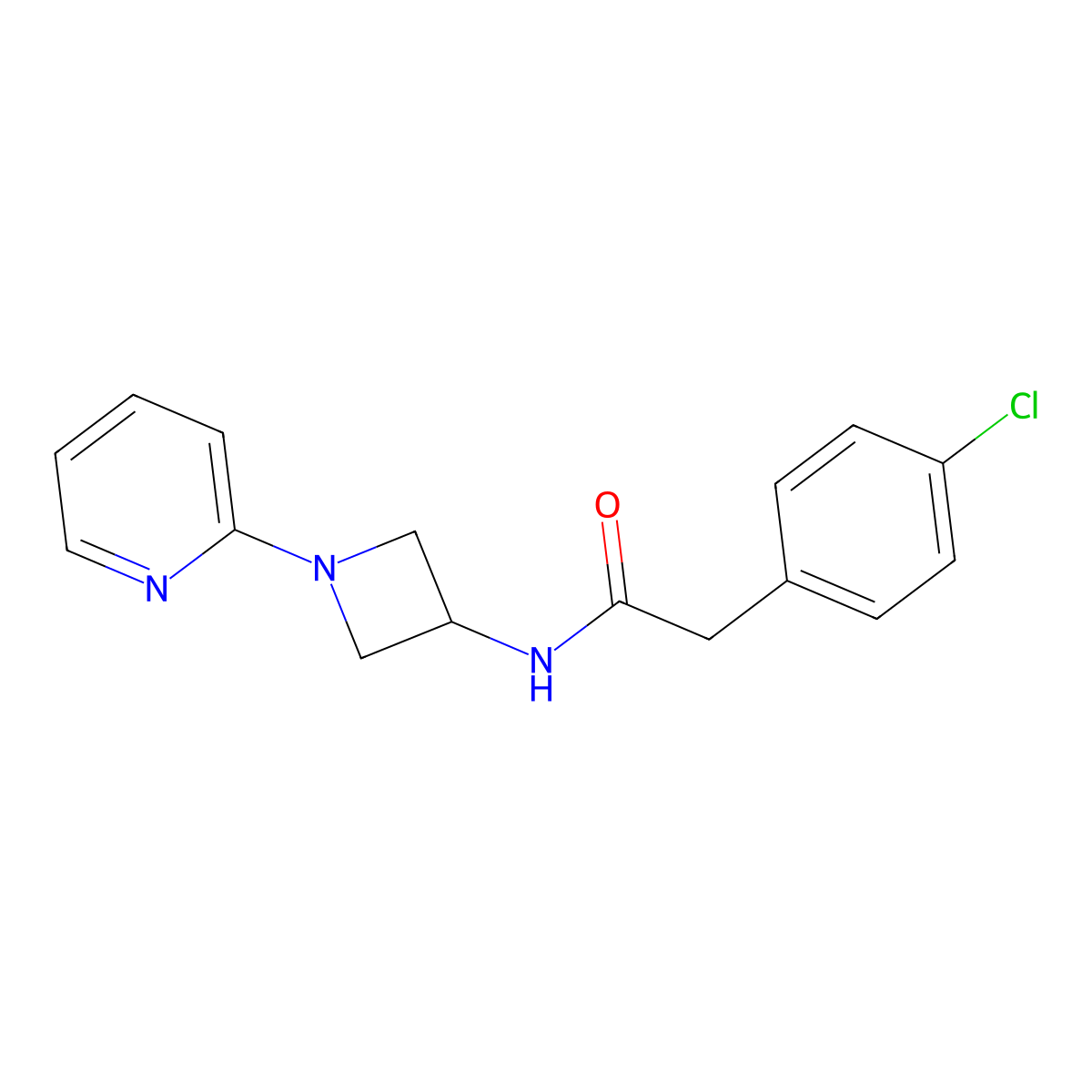 2-(4-chlorophenyl)-N-[1-(pyridin-2-yl)azetidin-3-yl]acetamide molecular structure, CAS 2394201-17-1