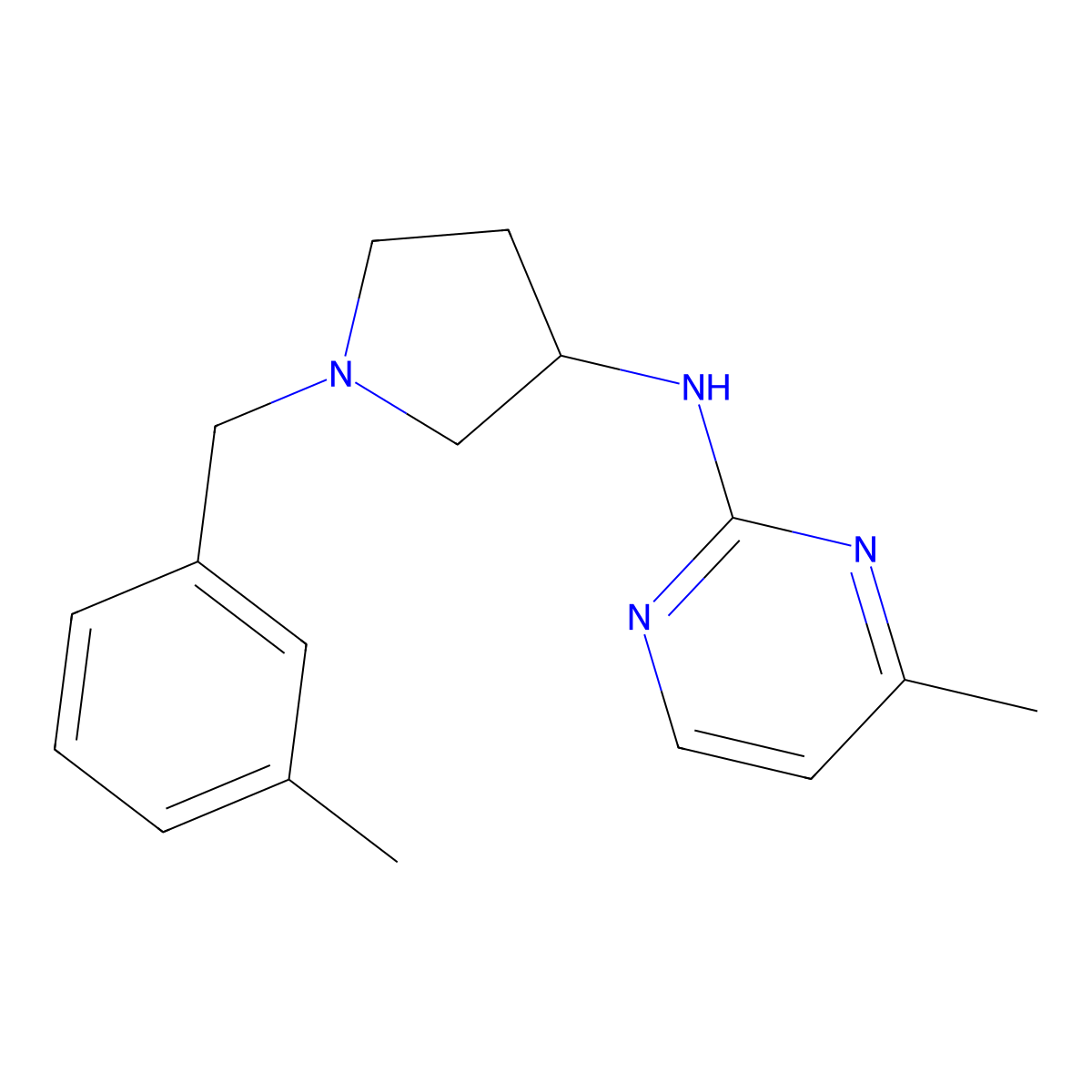 4-methyl-N-{1-[(3-methylphenyl)methyl]pyrrolidin-3-yl}pyrimidin-2-amine molecular structure, CAS 2394321-15-2