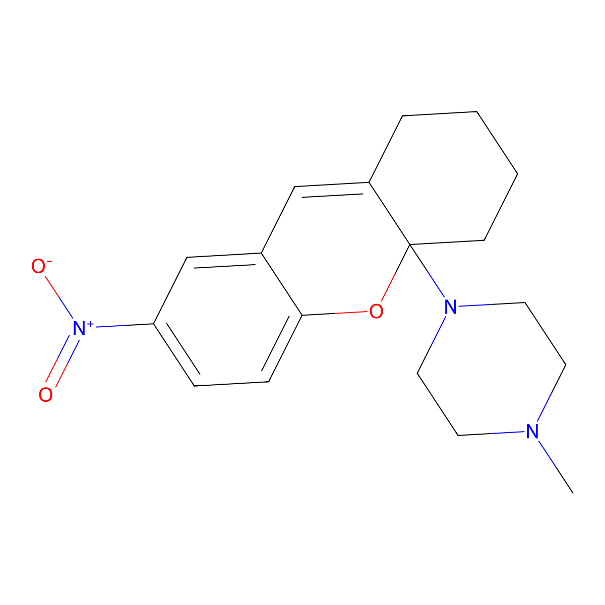 1-Methyl-4-(7-nitro-1,2,3,4-tetrahydroxanthen-4a-yl)piperazine molecular structure, CAS 239438-75-6