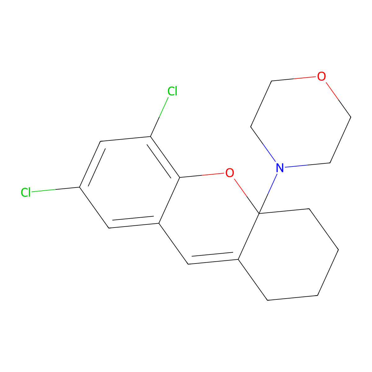 4-(5,7-Dichloro-1,2,3,4-tetrahydroxanthen-4a-yl)morpholine molecular structure, CAS 239438-77-8
