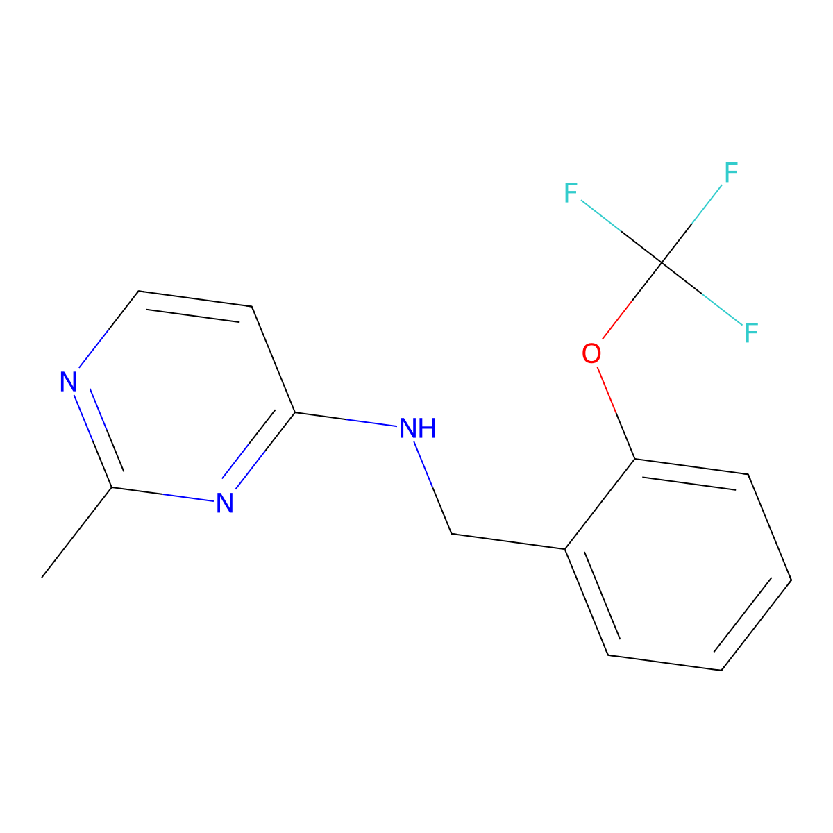 2-methyl-N-{[2-(trifluoromethoxy)phenyl]methyl}pyrimidin-4-amine molecular structure, CAS 2394473-32-4