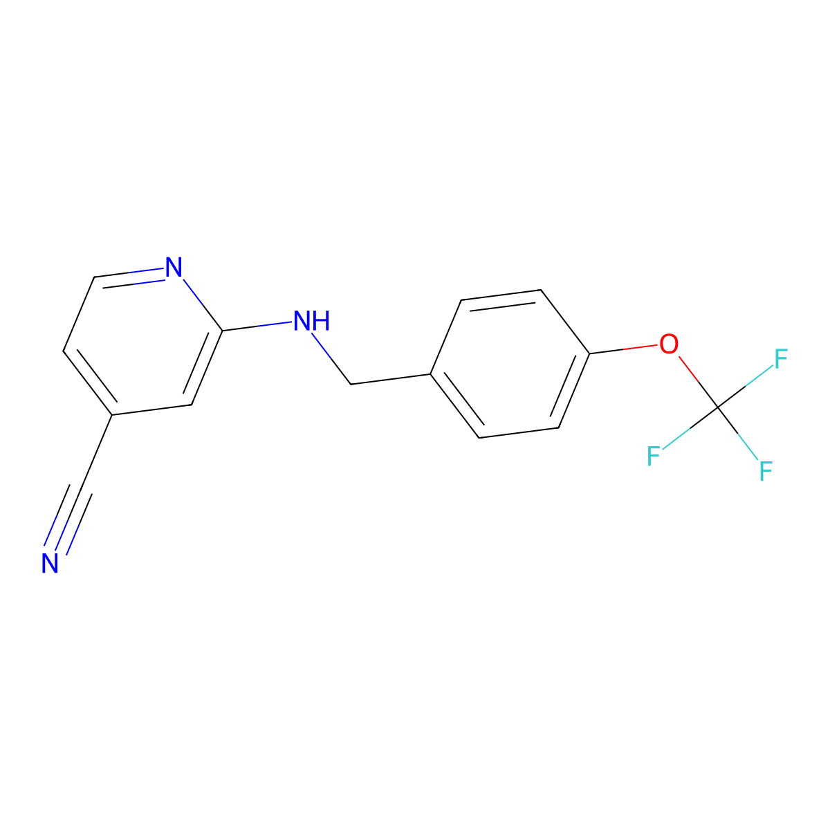2-({[4-(Trifluoromethoxy)phenyl]methyl}amino)pyridine-4-carbonitrile molecular structure, CAS 2394519-59-4