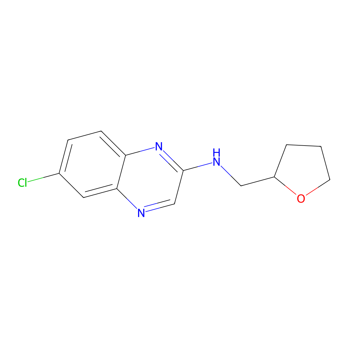 6-chloro-N-[(oxolan-2-yl)methyl]quinoxalin-2-amine molecular structure, CAS 2394633-35-1