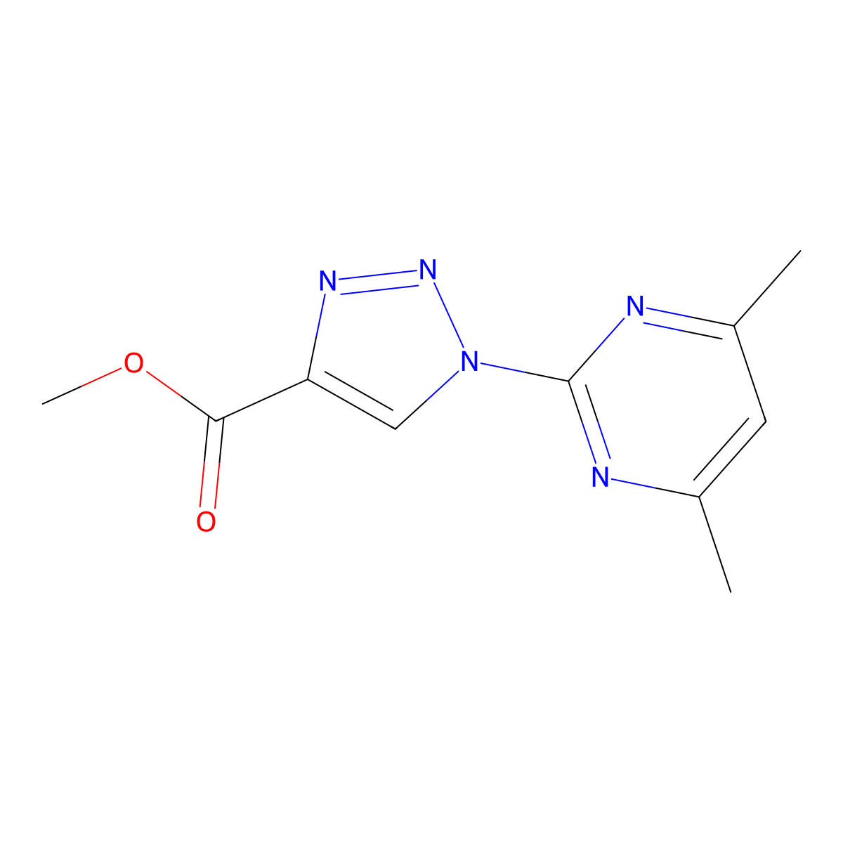 Methyl 1-(4,6-dimethylpyrimidin-2-yl)-1H-1,2,3-triazole-4-carboxylate molecular structure, CAS 23947-13-9