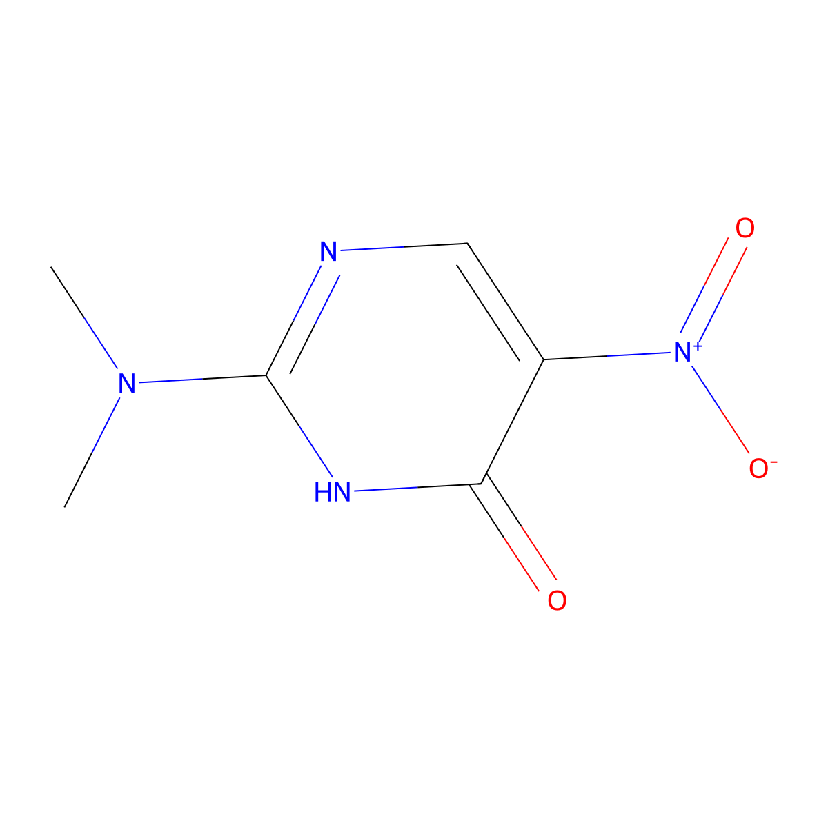 2-(dimethylamino)-5-nitro-4(3H)-pyrimidinone molecular structure, CAS 23947-72-0