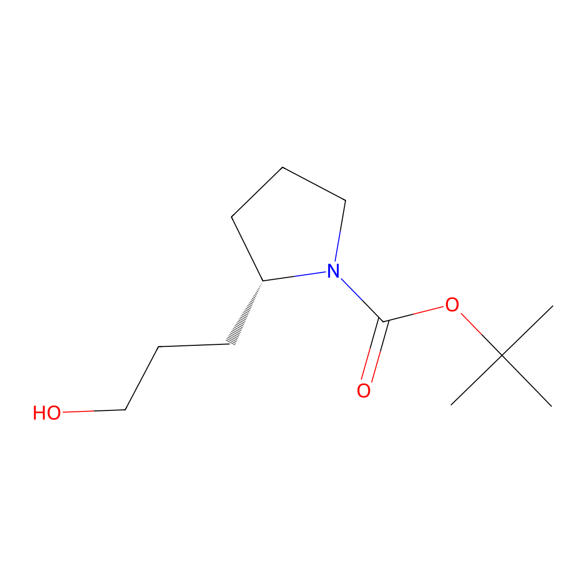 tert-butyl (2S)-2-(3-hydroxypropyl)pyrrolidine-1-carboxylate molecular structure, CAS 239483-03-5