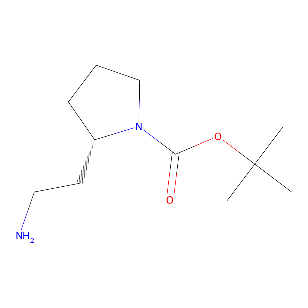 tert-butyl (2S)-2-(2-aminoethyl)pyrrolidine-1-carboxylate molecular structure, CAS 239483-09-1