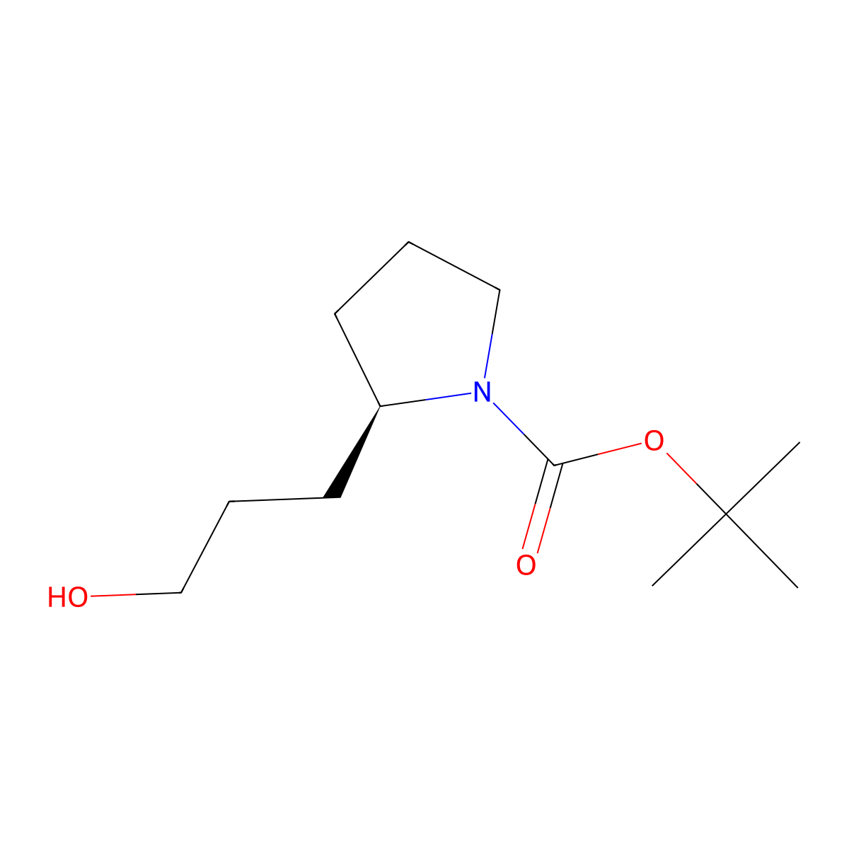 tert-Butyl (2R)-2-(3-hydroxypropyl)pyrrolidine-1-carboxylate molecular structure, CAS 239483-18-2