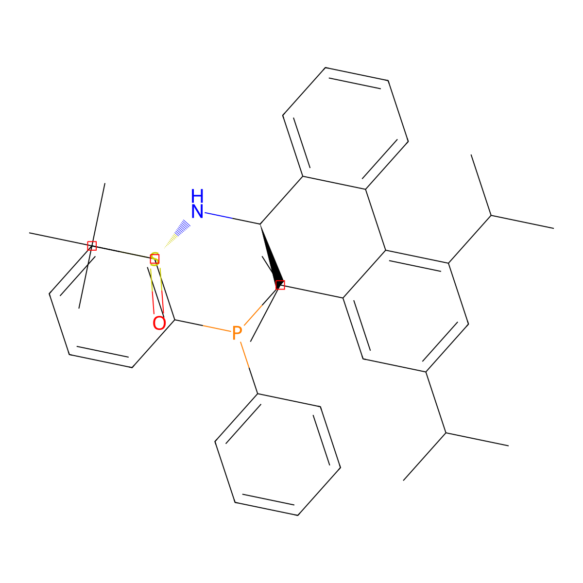 (R)-N-((S)-2-(Diphenylphosphanyl)-1-(2',4',6'-triisopropyl-[1,1'-biphenyl]-2-yl)ethyl)-2-methylpropane-2-sulfinamide molecular structure, CAS 2394923-81-8