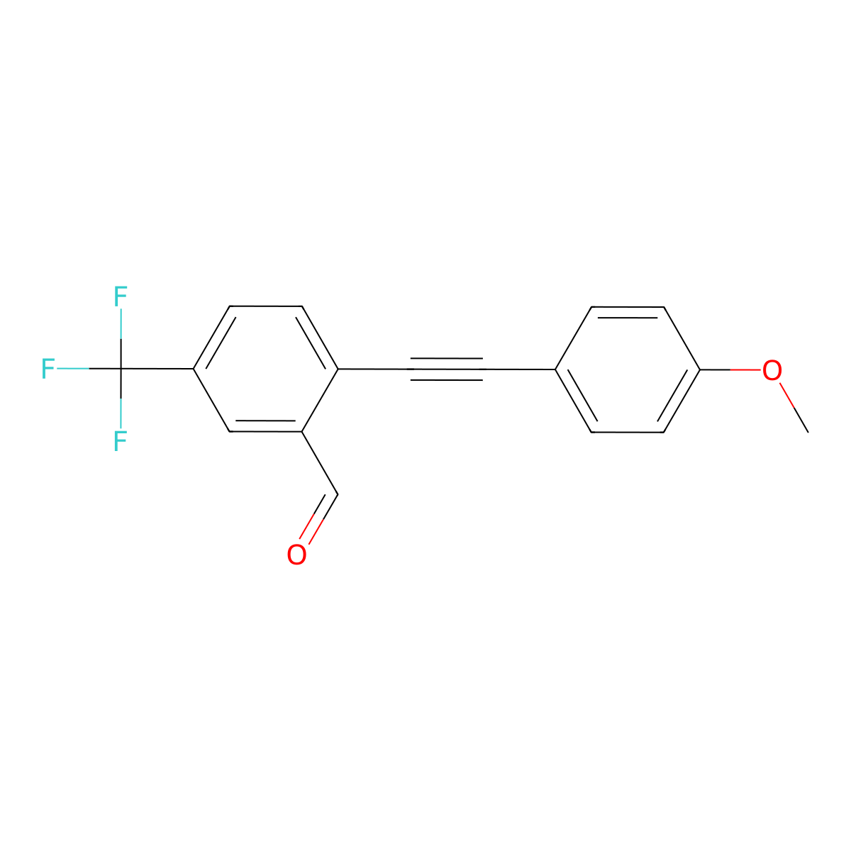 2-[2-(4-Methoxyphenyl)ethynyl]-5-(trifluoromethyl)benzaldehyde molecular structure, CAS 2394924-36-6