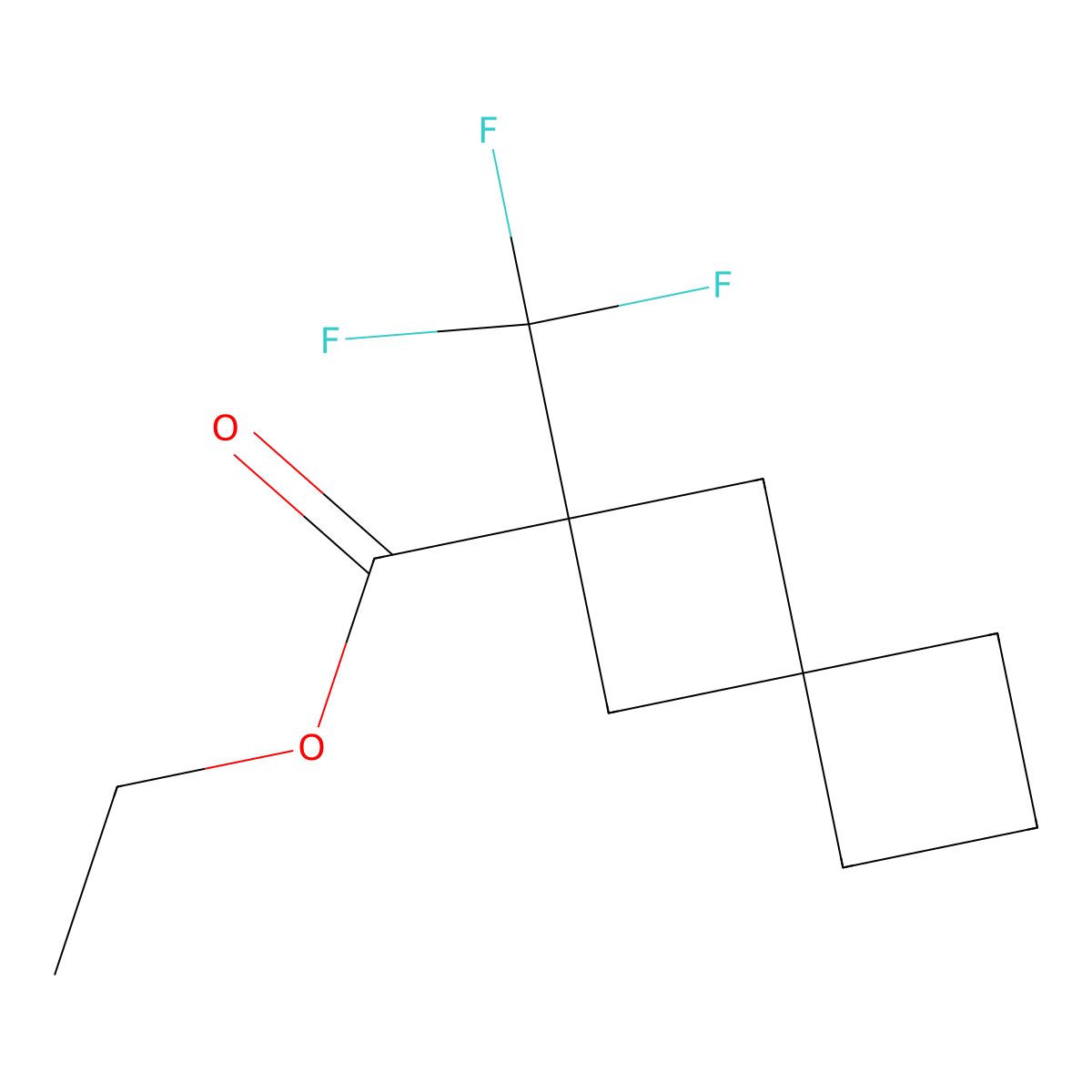 Ethyl 2-(trifluoromethyl)spiro[3.3]heptane-2-carboxylate molecular structure, CAS 2395025-44-0