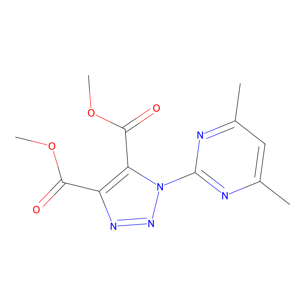 dimethyl 1-(4,6-dimethyl-2-pyrimidinyl)-1H-1,2,3-triazole-4,5-dicarboxylate molecular structure, CAS 23951-57-7