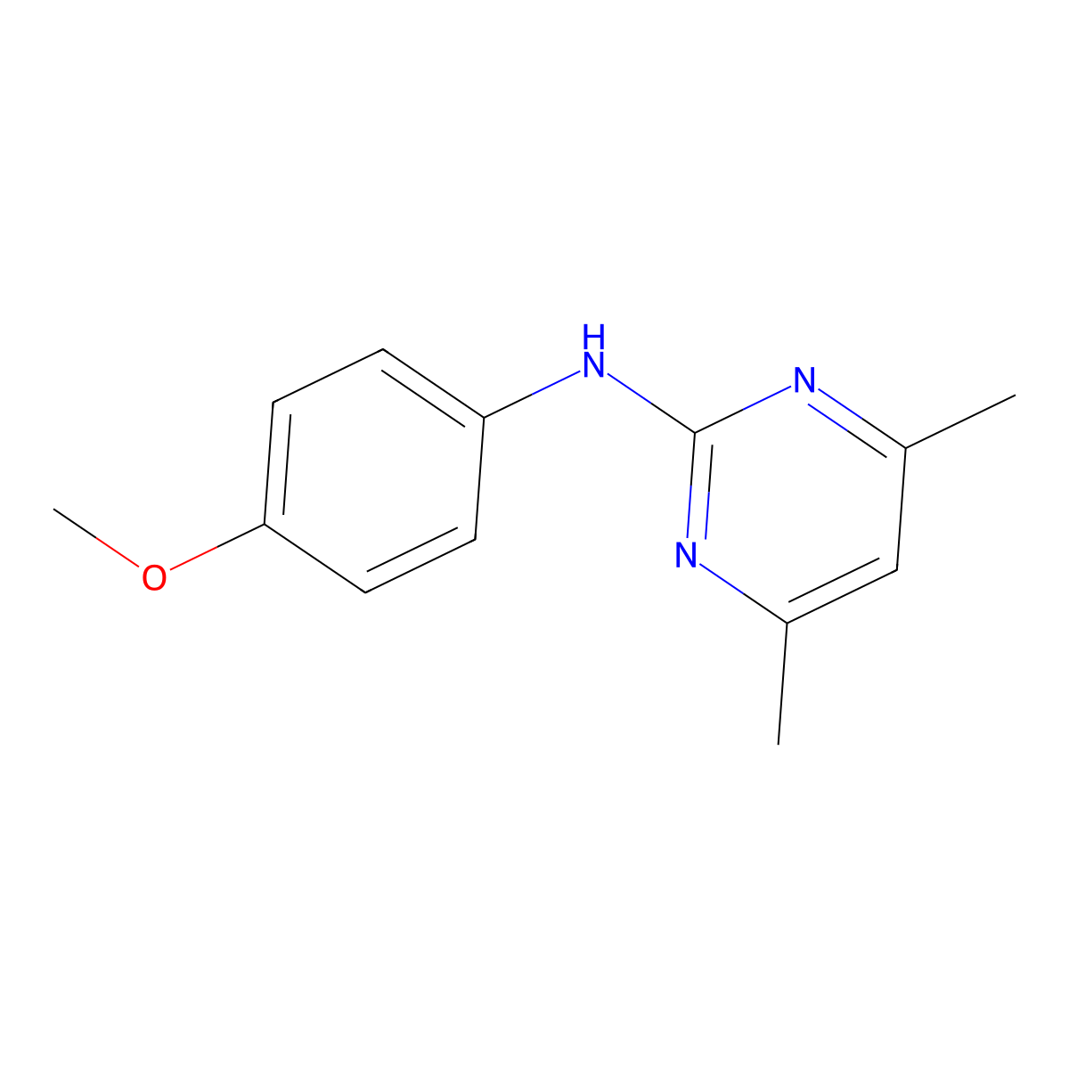 N-(4-methoxyphenyl)-4,6-dimethylpyrimidin-2-amine molecular structure, CAS 23951-85-1