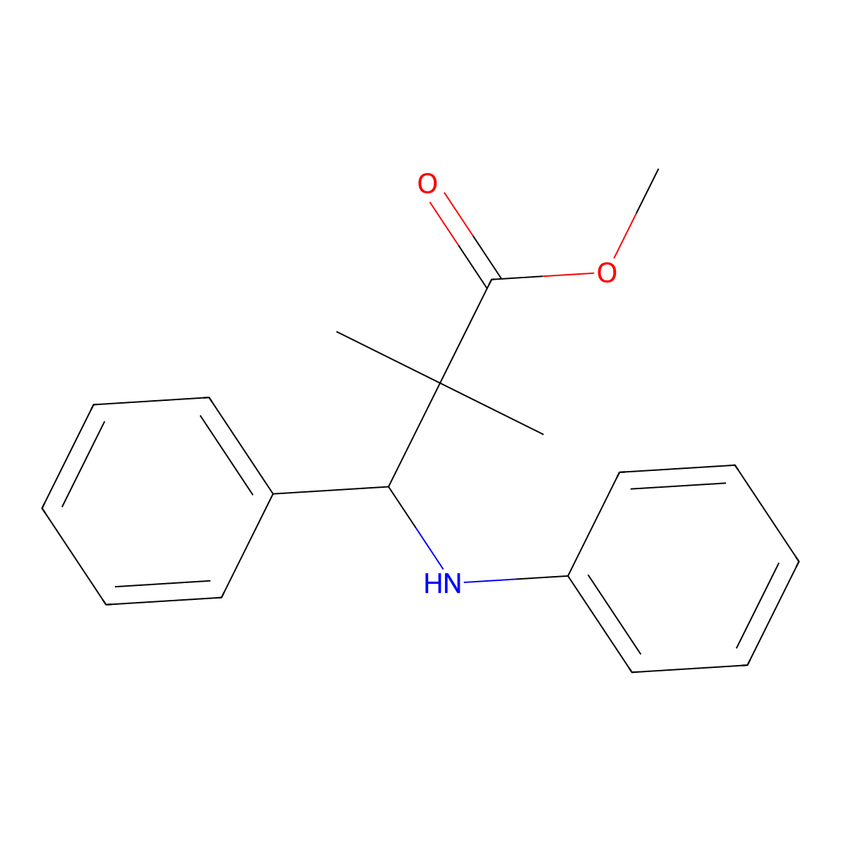 Methyl 2,2-dimethyl-3-phenyl-3-(phenylamino)propanoate molecular structure, CAS 23958-65-8