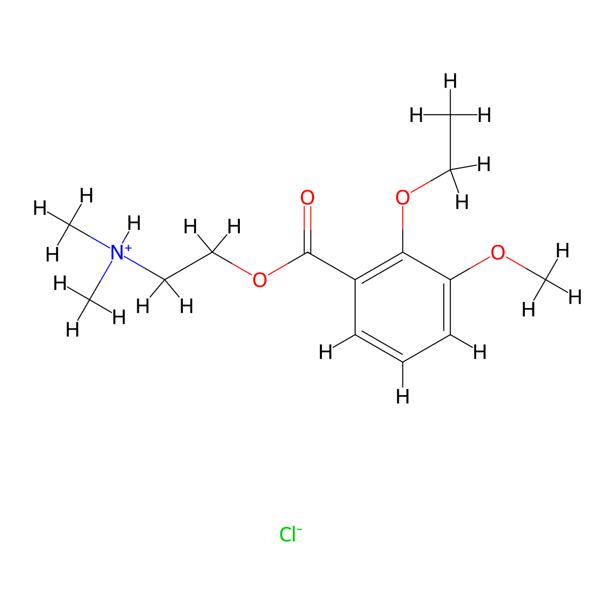 2-(Dimethylamino)ethyl 2-ethoxy-3-methoxybenzoate--hydrogen chloride (1/1) molecular structure, CAS 23958-98-7