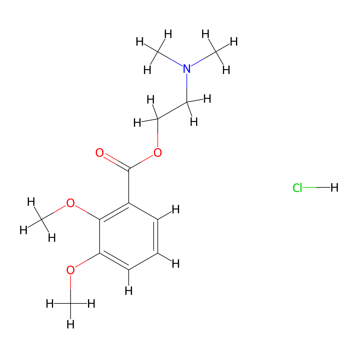 o-Veratric acid, 2-(dimethylamino)ethyl ester, hydrochloride molecular structure, CAS 23959-27-5
