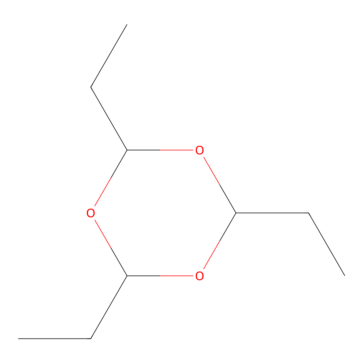 2,4,6-Triethyl-1,3,5-trioxane molecular structure, CAS 2396-42-1