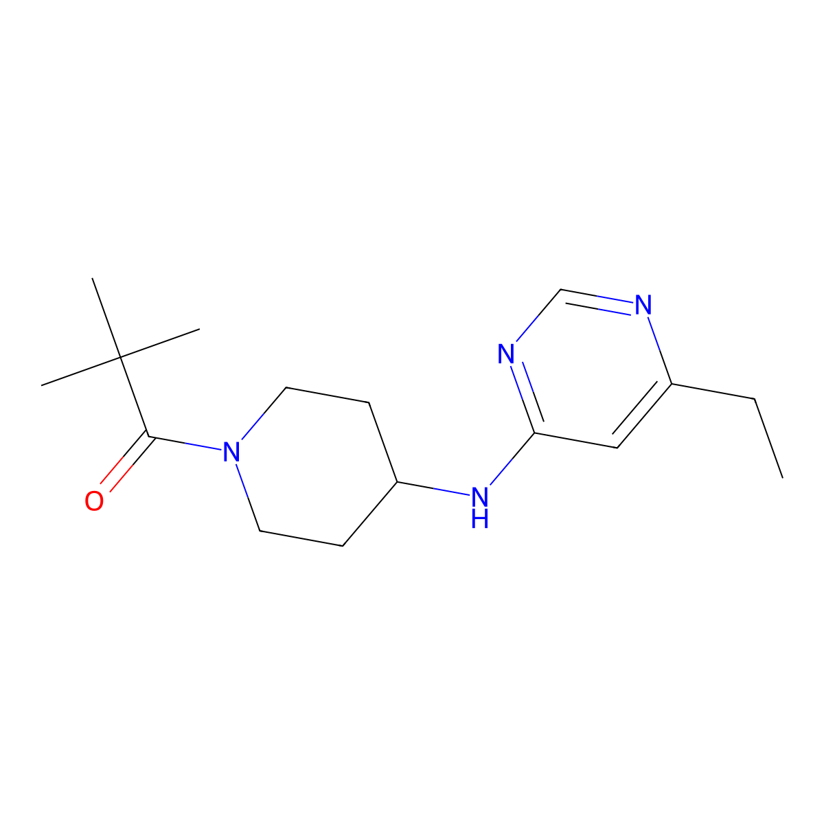 1-{4-[(6-Ethylpyrimidin-4-yl)amino]piperidin-1-yl}-2,2-dimethylpropan-1-one molecular structure, CAS 2396026-84-7