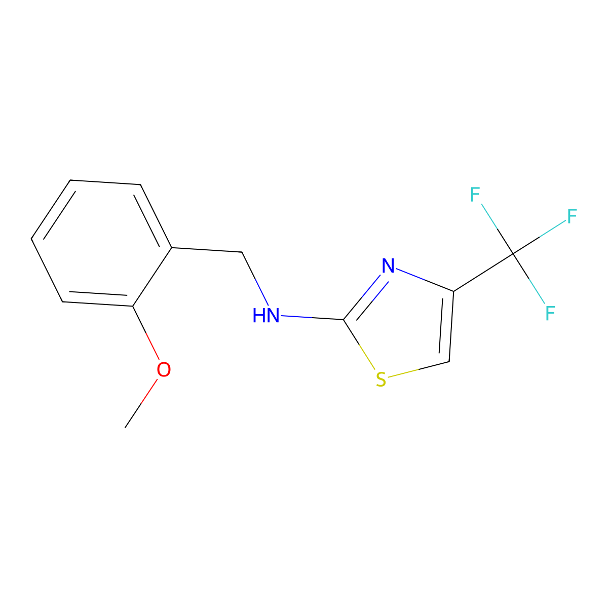 N-[(2-methoxyphenyl)methyl]-4-(trifluoromethyl)-1,3-thiazol-2-amine molecular structure, CAS 2396345-85-8