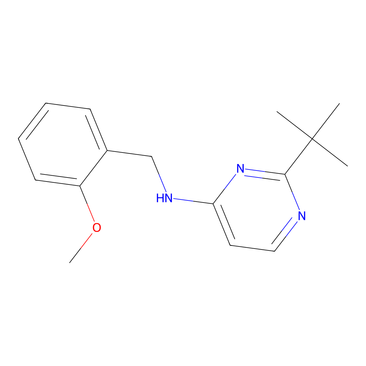 2-tert-butyl-N-[(2-methoxyphenyl)methyl]pyrimidin-4-amine molecular structure, CAS 2396365-16-3
