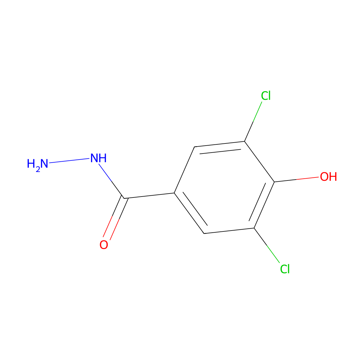Benzoic acid, 3,5-dichloro-4-hydroxy-, hydrazide molecular structure, CAS 23964-29-6